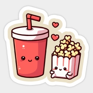 cute soda and popcorn combo Sticker